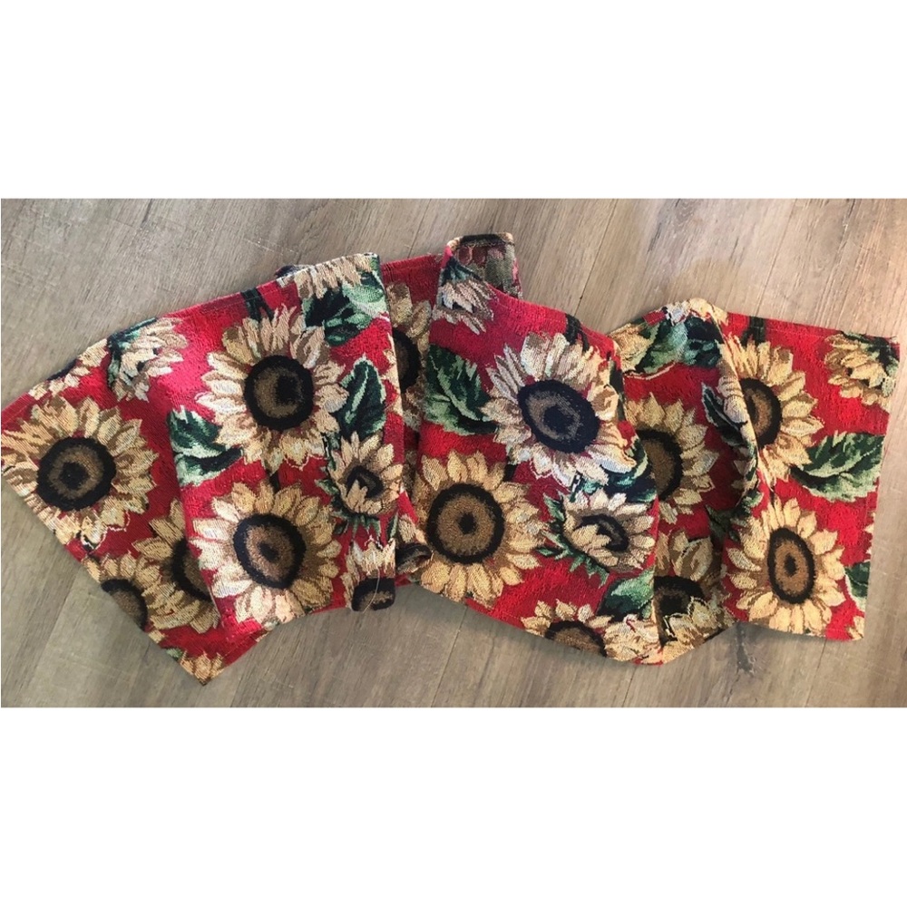 Spring Tapestry Table Runner Sunflowers Red Background‎ 66x12.5